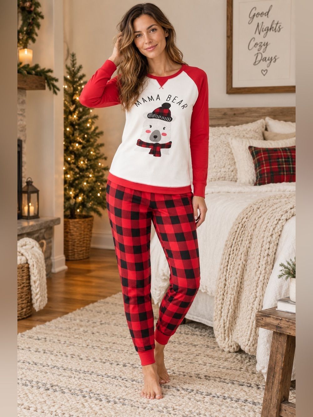 Cuddl Duds New Mama Bear Pajamas Set Size S